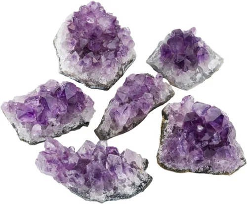 Vista 22 de SUNYIK - Racimo de amatista natural, piedra preciosa en bruto curativa con puntas de cristales, drusa de cuarzo, geoda de mineral, esfera