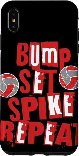 Vista 7 de iPhone 15 Parents Girls Volleyball Bump Set Spike Repeat Red & White Case