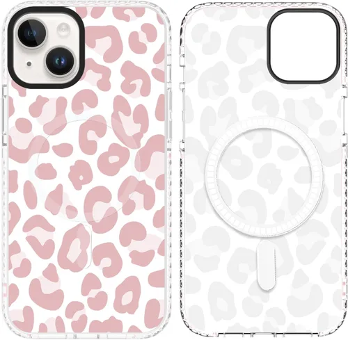 Vista 17 de SAKUULO Funda magnética para iPhone 11 Pro Max [Compatible con MagSafe] Patrón de Estampado de Leopardo Gris Claro Funda de Carga Inalámbrica