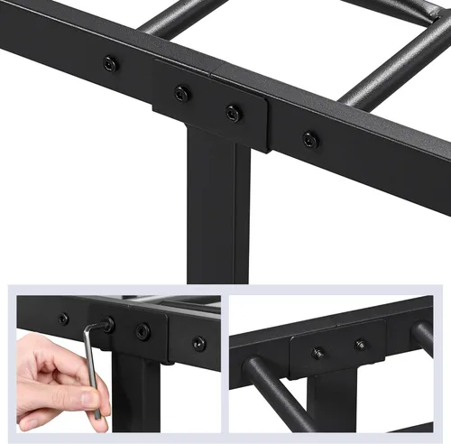 Vista 6 de Yaheetech Armazón de Cama de Plataforma Metálica Base de Colchón con Cabecero/Pie de Cama con Patrón de Diamante/Soporte de Listones de Acero