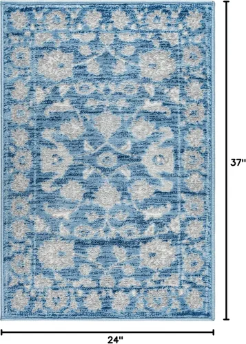 Vista 2 de Unique Loom Boston Collection - Alfombra rectangular de 2 x 3 pies y 1 pulgada, color azul y marfil