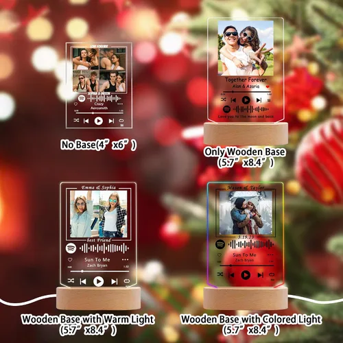 Vista 5 de YESCUSTOM Regalo personalizado para novio novia poema acrílico Cubierta de álbum acrílico Lámpara de luz nocturna transparente personalizada