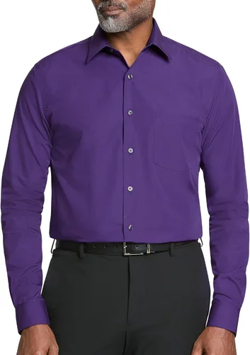 Vista 20 de Van Heusen Mens Dress Shirt Regular Fit Poplin Solid Negro