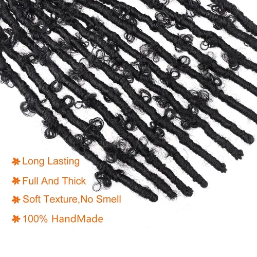 Vista 3 de ZRQ Butterfly Locs Cabello de Ganchillo Corto 6 Paquetes Negro Cabello Bob de Ganchillo 8 Pulgadas Locs Sintéticos Desordenados Desgastados Trenzas