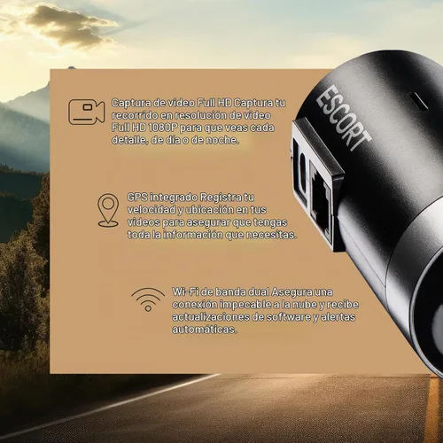 Vista 3 de Escort M2 Smart Dash Cam (1080P) + soporte Escort EZ Mag para detectores de radar