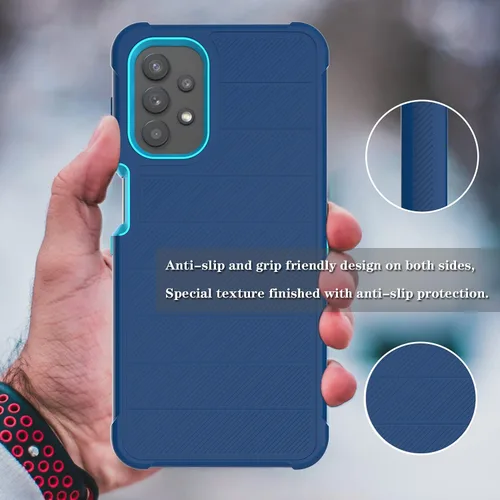 Vista 6 de Funda para Galaxy A32 5G con protector de pantalla de TPU suave, [serie de fundas], funda protectora de cuerpo completo resistente con clip