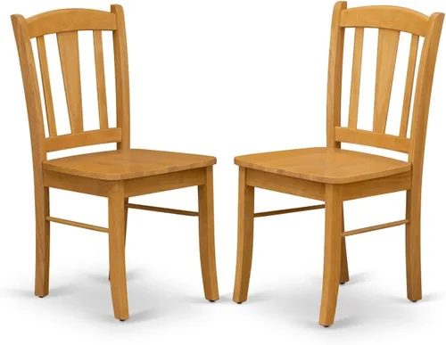 Vista 3 de East West Furniture DLIN3-OAK-W Juego de mesa de comedor de 3 piezas para espacios pequeños contiene una mesa de comedor redonda con gotas y 2