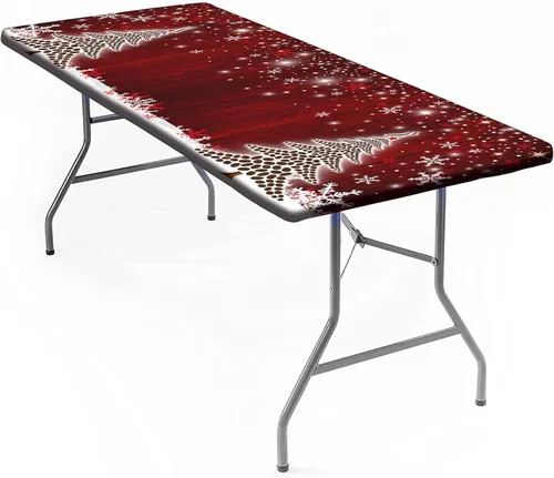 Vista 16 de Mantel rectangular elástico ajustable, con textura de madera de granja, cubierta de mesa de poliéster para mesa de bufé, picnic, cafeterías Mantel