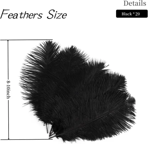 Vista 2 de Shekyeon - Plumas de avestruz (20 unidades, 7.9-9.8 in, 20 unidades)