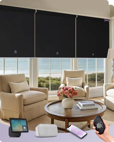 Vista 10 de Graywind Persianas enrollables inteligentes compatibles con Alexa Google, persianas motorizadas de tamaño personalizado para ventanas