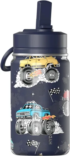 Vista 17 de Hydrapeak Mini botella de agua de 14 onzas con tapa con popote, aislamiento de doble pared de acero inoxidable Botella a prueba de fugas y Negro