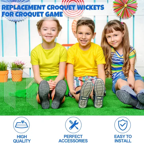Vista 3 de Deekin Juego de 9 wickets de croquet de repuesto para croquet de metal con revestimiento galvanizado y plástico para patio trasero familiar juego al