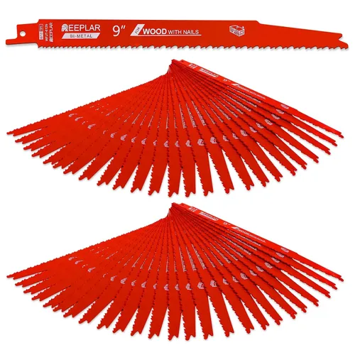 Vista 8 de Paquete de 10 hojas de sierra recíproca de 6 pulgadas 6/12 TPI para madera con clavos incrustados, hojas bimetálicas para cortar montantes y clavos
