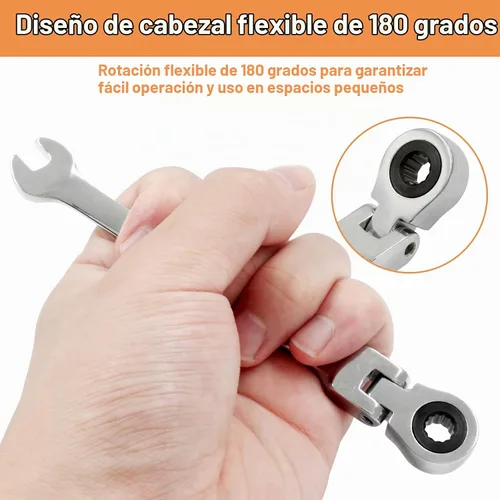 Vista 5 de Piutouyar Llave de trinquete de cabeza flexible de 0.236 in, movimiento