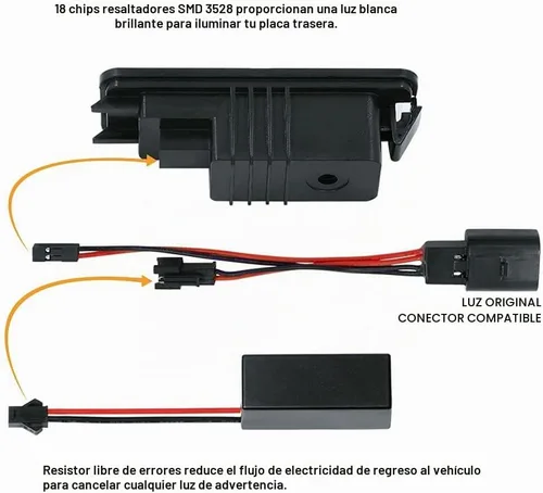 Vista 4 de Gempro Luz de matrícula, montaje de lámpara de matrícula LED para Volkswagen VW Golf 4 5 6 GTi CC Rabbit Eos Beetle Porsche Boxster Cayman Cayenne