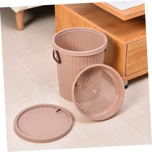 Vista 4 de LIFKOME Cubo de basura de escritorio, 8L, marrón claro, plástico
