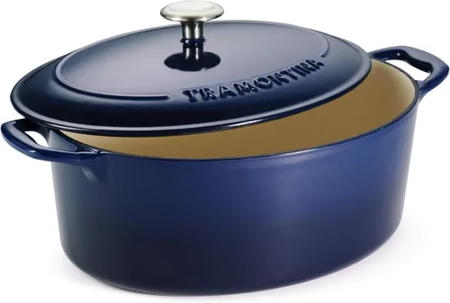 Vista 23 de Tramontina Bestow Sartén Braseadora de Hierro Fundido Esmaltado con Tapa, 4 cuartos, Azul