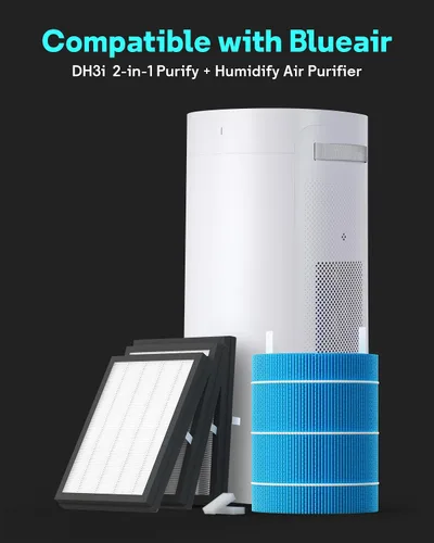 Vista 2 de Leemone Filtro de partículas de repuesto DH3i y filtro de mecha compatible con purificador de aire y humidificador Blueair 2 en 1 Purify + Humidify