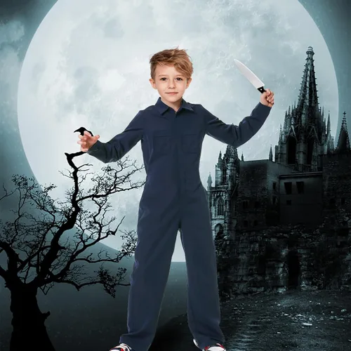 Vista 5 de FEELJAM Disfraz de Michael Myers para niños, disfraz de Halloween de Michael Myers para niños