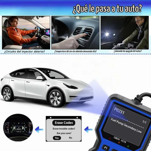 Vista 9 de Herramienta de Diagnóstico Escáner OBD2 - Lector de Códigos de Luz del Motor, Función de Restablecimiento, Flujo de Datos, Preparación I/M, Azul