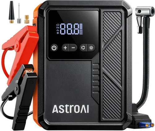 Vista 11 de AstroAI - Arrancador portátil S8 con compresor de aire, pico de 1500 A (gasolina hasta 6.0 L y diésel 3.0 L), inflador de 150 PSI con apagado