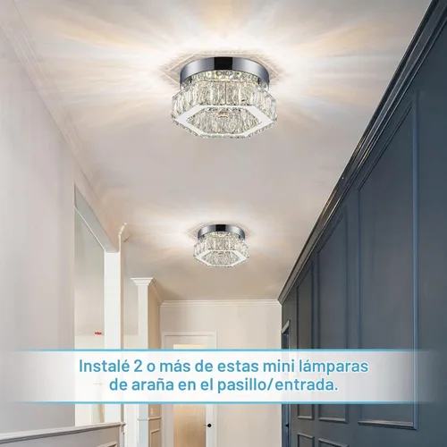 Vista 6 de Mini Candelabros LED con Cristales, Luz de Pasillo, Candelabro de Dormitorio, Luminarias para Baño Cocina Oficina