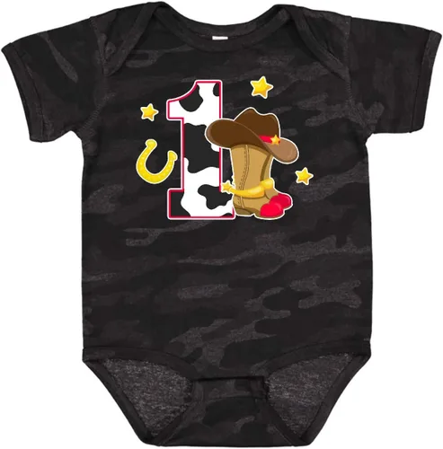 Vista 16 de inktastic Body de bebé de vaquero para cumpleaños de 1 año con botas de vaquero