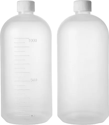 Vista 7 de Botella de plástico de 33.8 fl oz/34 oz de reactivo químico de laboratorio graduado botella de sellado de muestra con tapón interior a prueba