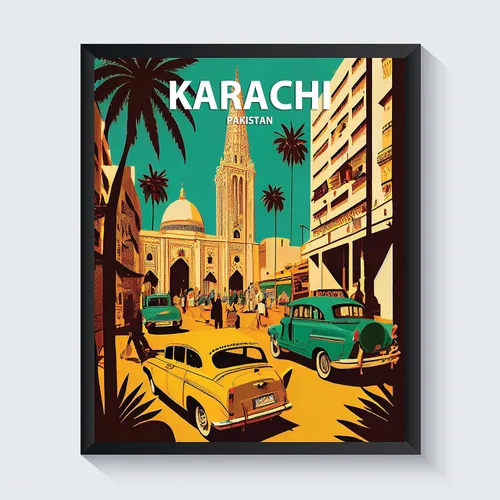 Vista 9 de Lahore - Póster impreso artístico, decoración de pintura de pared de Pakistán, arte de Oriente Medio, arte para decoración del hogar, obra de arte
