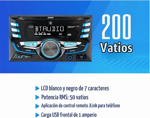 Vista 2 de Jensen MPR420 - Estéreo de coche con Bluetooth doble DIN, radio AM/FM, reproducción USB Llamadas y transmisión de manos libres Bluetooth