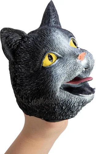 Vista 2 de Schylling Marioneta de mano de gato, textura detallada elástica y cara pintada, el color puede variar (paquete de 1)