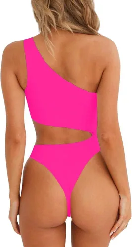 Vista 3 de SherryDC Women's Sexy Cutout One Shoulder High Cut Cheeky One Piece Swimsuit Bathing Suit