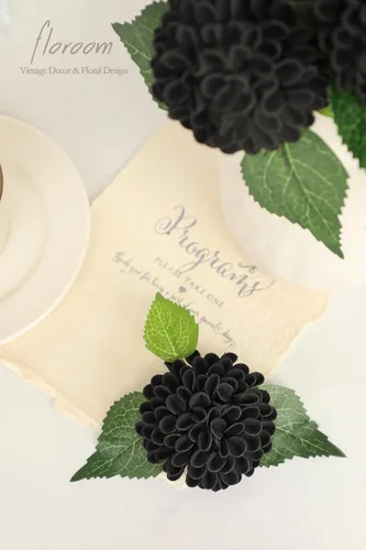 Vista 3 de Floroom Flores Artificiales de Dalia 25 piezas Rosas Falsas de Espuma Negra de Aspecto Real con Tallos para Ramos de Boda DIY Centros de Mesa