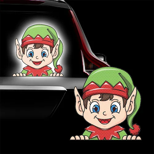 Vista 46 de Pegatina Navideña de Papá Noel Asomado, Lindas Pegatinas de Venado y Muñeco de Nieve para Ventana, Adhesivos para Parachoques de Coche, Adornos