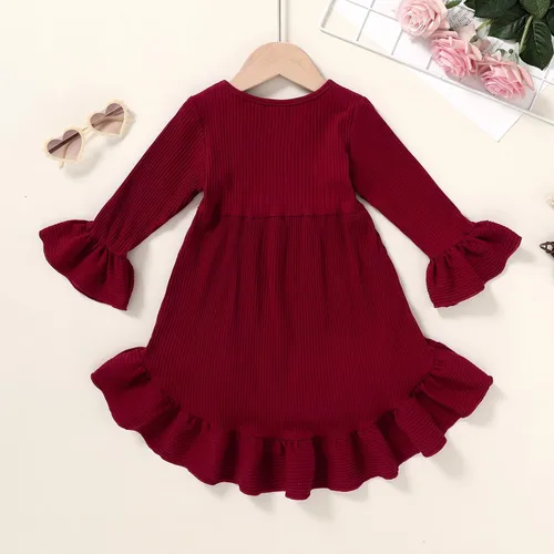 Vista 7 de YOUNGER TREE Ropa de otoño para bebés y niñas pequeñas, falda irregular de algodón sólido, vestido de invierno, falda de manga larga