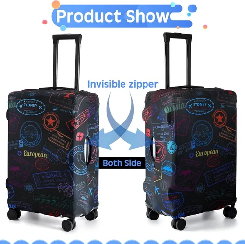 Vista 4 de Sherr Funda de equipaje de viaje de 3 piezas, protector de maleta, funda antiarañazos, fundas de equipaje lavables, Tema Vintage
