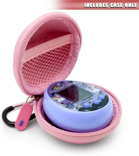 Vista 3 de Casematix Funda de transporte rosa compatible con Tamagotchi On Virtual Interactive Pet Game, incluye solo funda compacta