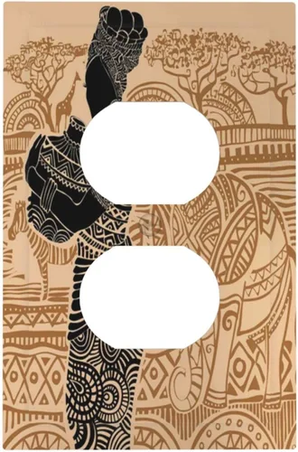 Vista 7 de Decorative Outlet Covers African Woman Zebra Elephants Black Girl 1 Gang Duplex Light Switch Cover Plate Unique Wall Plates for Electrical Outlets