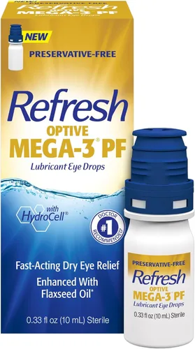 Vista 10 de Refresh Optive Mega-3 – Gotas lubricantes para los ojos, sin conservantes, contenedores de un solo uso de 0.01 onzas líquidas, 30