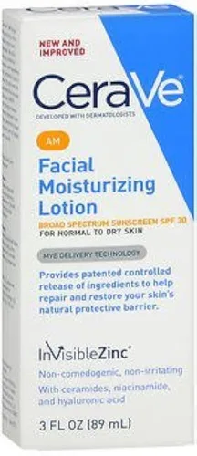 Vista 10 de CeraVe AM Loción hidratante facial con SPF 30, hidratante facial sin aceite con SPF, formulado con ácido hialurónico, niacinamida y ceramidas,