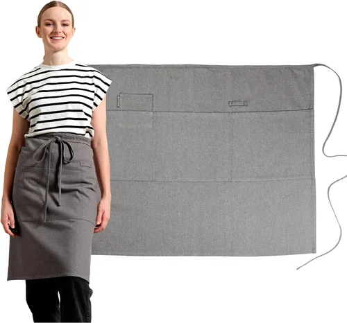 Vista 14 de MEEMA Bistro Medio Delantal para Hombre y Mujer Medio Delantal para Mujer con Bolsillos Delantales Para Meseros Delantales de camarera