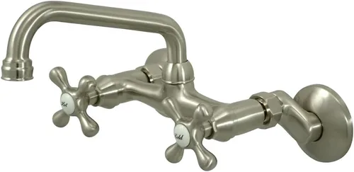 Vista 6 de Kingston Brass KS213C Kingston - Grifo de cocina con dos manijas para montaje en pared, cromo pulido