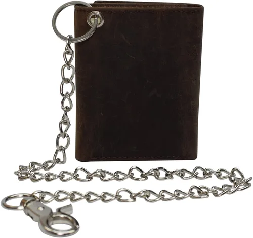 Vista 5 de Billetera de cuero vintage con bloqueo RFID para hombre, con cierre a presión