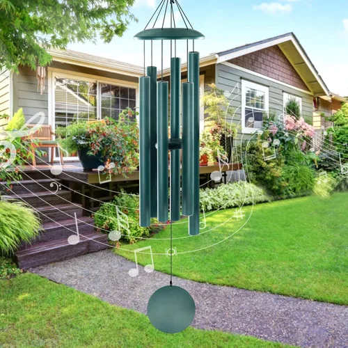 Vista 11 de ASTARIN Campanillas de viento conmemorativas para exteriores, 36 pulgadas con 6 tubos pesados, tono profundo para decoración colgante de jardín