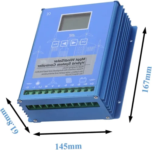 Vista 5 de Controlador híbrido solar de viento MPPT de 12 V/24 V, controlador de carga de energía LCD de 200 W-600 W con carga de volcado, generador de turbina
