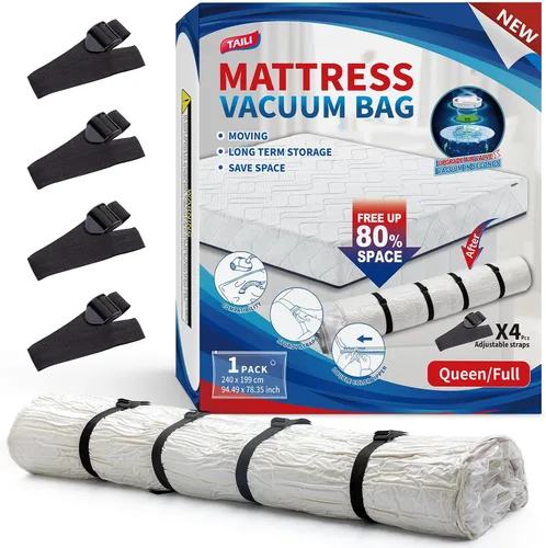 Vista 10 de TAILI Bolsa de almacenamiento al vacío para colchón, fácil de mover para espuma viscoelástica, individual/individual XL Transparente