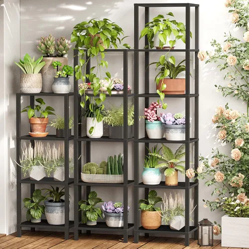 Vista 5 de TUTOTAK Estantería para libros de 4 niveles, estantería estrecha para espacios pequeños, estantería apilable de bricolaje, para sala de estar Negro