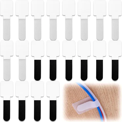 Vista 8 de SmallCat 20 bridas de gancho y bucle, correas autoadhesivas de 3.55 pulgadas para cables de red de escritorio, organizador de cables ajustable