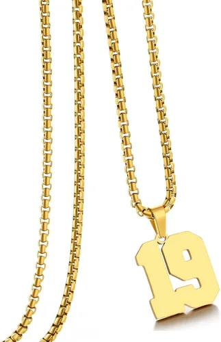 Vista 125 de Collar de Número Dorado para Hombre, Cadena de Acero Inoxidable con Colgante de Número para Atletas, Joyería Deportiva Personalizada para Niños