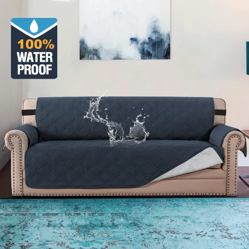 Vista 2 de H.VERSAILTEX Funda de sofá 100% impermeable, lavable, antideslizante, para 3 cojines, protector de muebles para mascotas, fundas de sofá